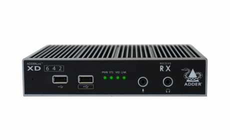 ADDERLinkâ„¢ XD642 Dual Head 4K@60 DisplayPort KVM extender with USB2.0 and audio over a CATx or fiber cable.
